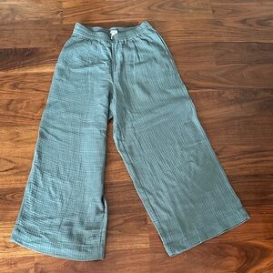 Wide Leg 100% Cotton Pull-On Pants - green